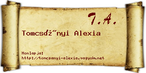 Tomcsányi Alexia névjegykártya